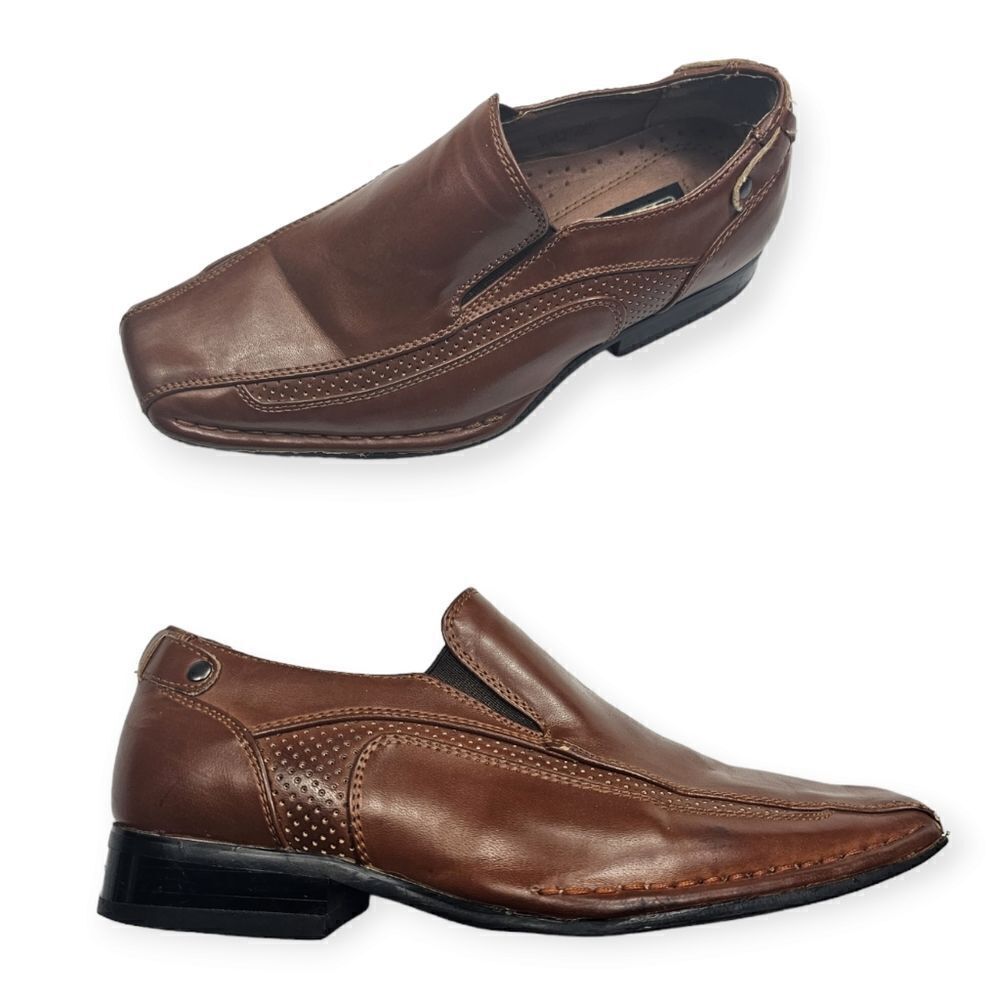 Stacy Adams Brown Leather Oxford Slip On Shoes‎ Boys Size 2
